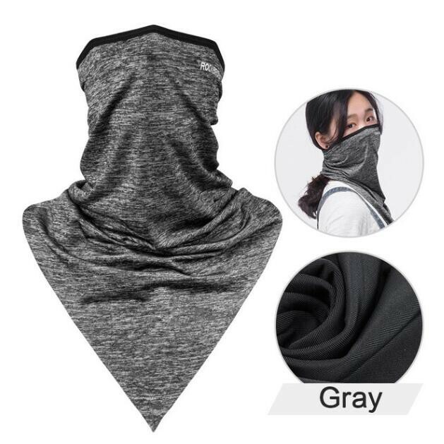 ROCKBROS Neck Gaiter Half Face Mask Ice Silk Scarf Mask Balaclava Bandana Gray