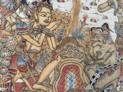 Pair of Original Hand Painted Painting on textile Rama Sintha Kamasan style Bali