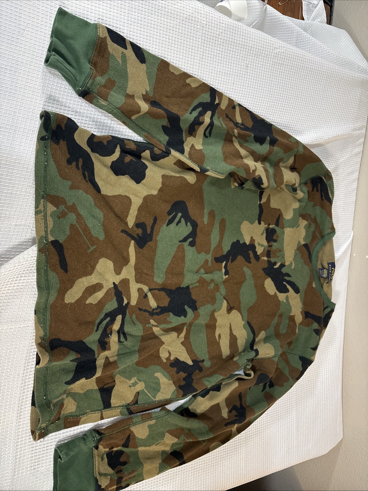 Polo Ralph Lauren camicia uomo XL maglietta manica lunga mimetica tasca pony cotone