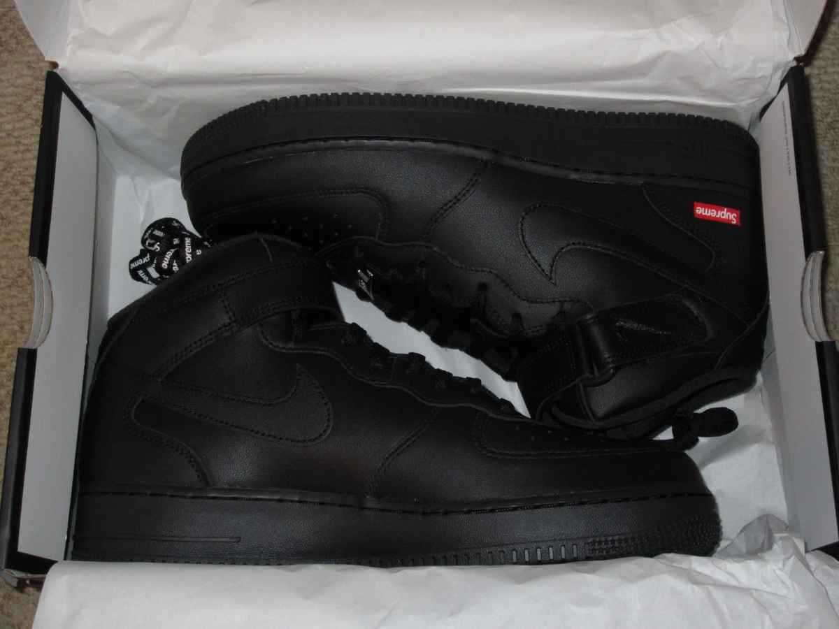 Supreme x Nike Air Force 1 Mid SP Black Men's Size 10 NEW! FZ8784