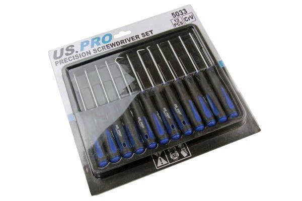 US Pro 12PC Juego Destornilladores de Precisión B5033 Incluye Gancho, Torx Plano - Imagen 2 de 2