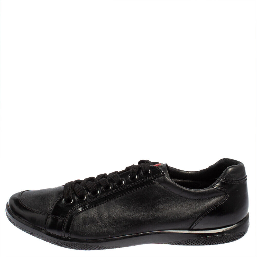 Prada Sport Black Leather And Patent Lace Up Sneakers Size Prada Sport Black Leather And Patent Lace Up Sneakers Size