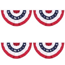 American Pleated Fan Flag,3 X1.5 Ft USA Patriotic Flag Bunting Half Fan Banne...