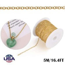 Stainless Steel Gold Steel Tone Cable Link Chain For DIY Necklace Jewelry Making