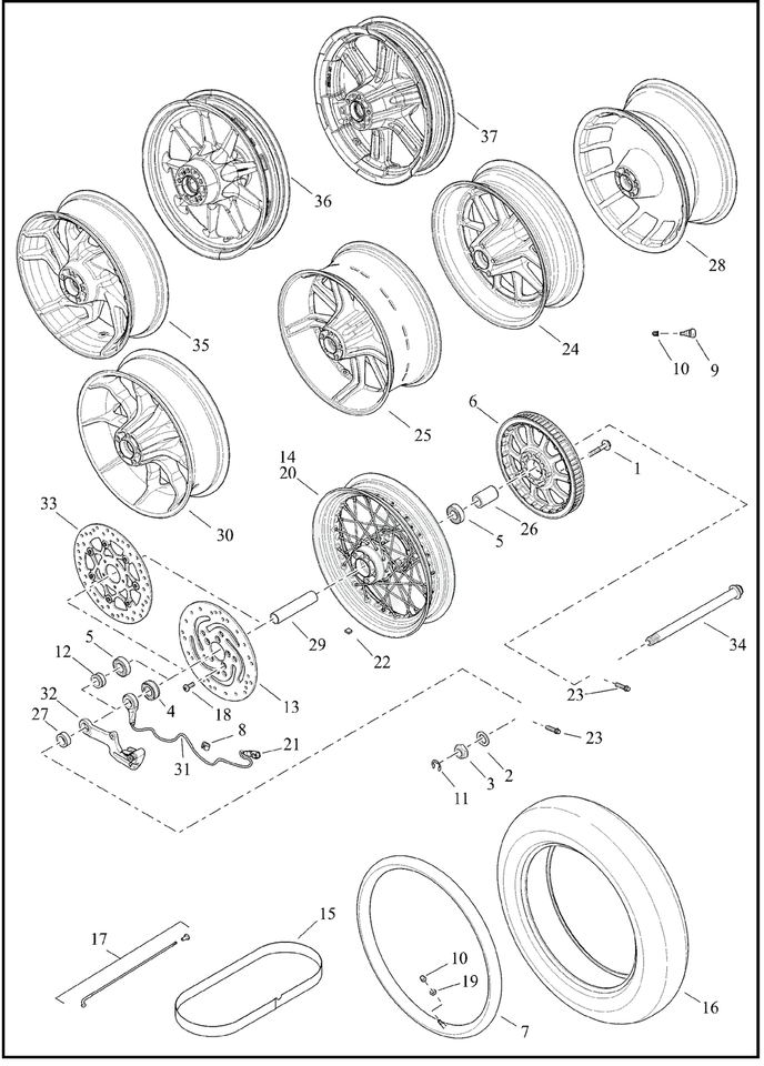 25mm ABS Rear Wheel Bearings For Harley 09-26 Davidson Touring OEM ...