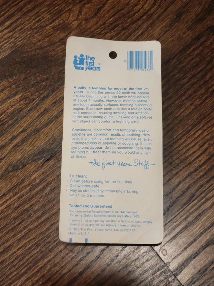 Vintage 1986 The First Years; Soft Bear Teethers; New Old Stock- New In Package  - Image 2 of 3