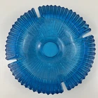 BLENKO #624 Ashtray Cobalt Blue Sunburst Glass 9"  Thick Glass Heavy Vintage EUC