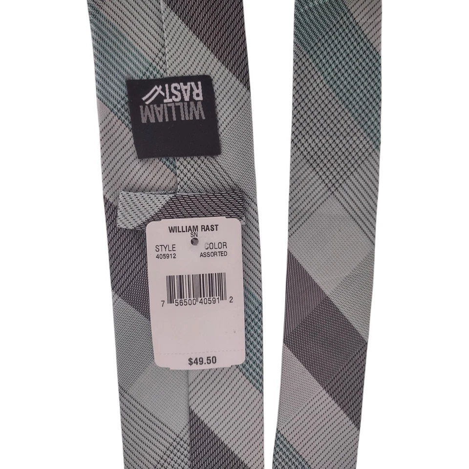 "Corbata delgada William Rast gris negra a cuadros mezcla de seda 2,75"" hecha en China" Foto 2 de 4