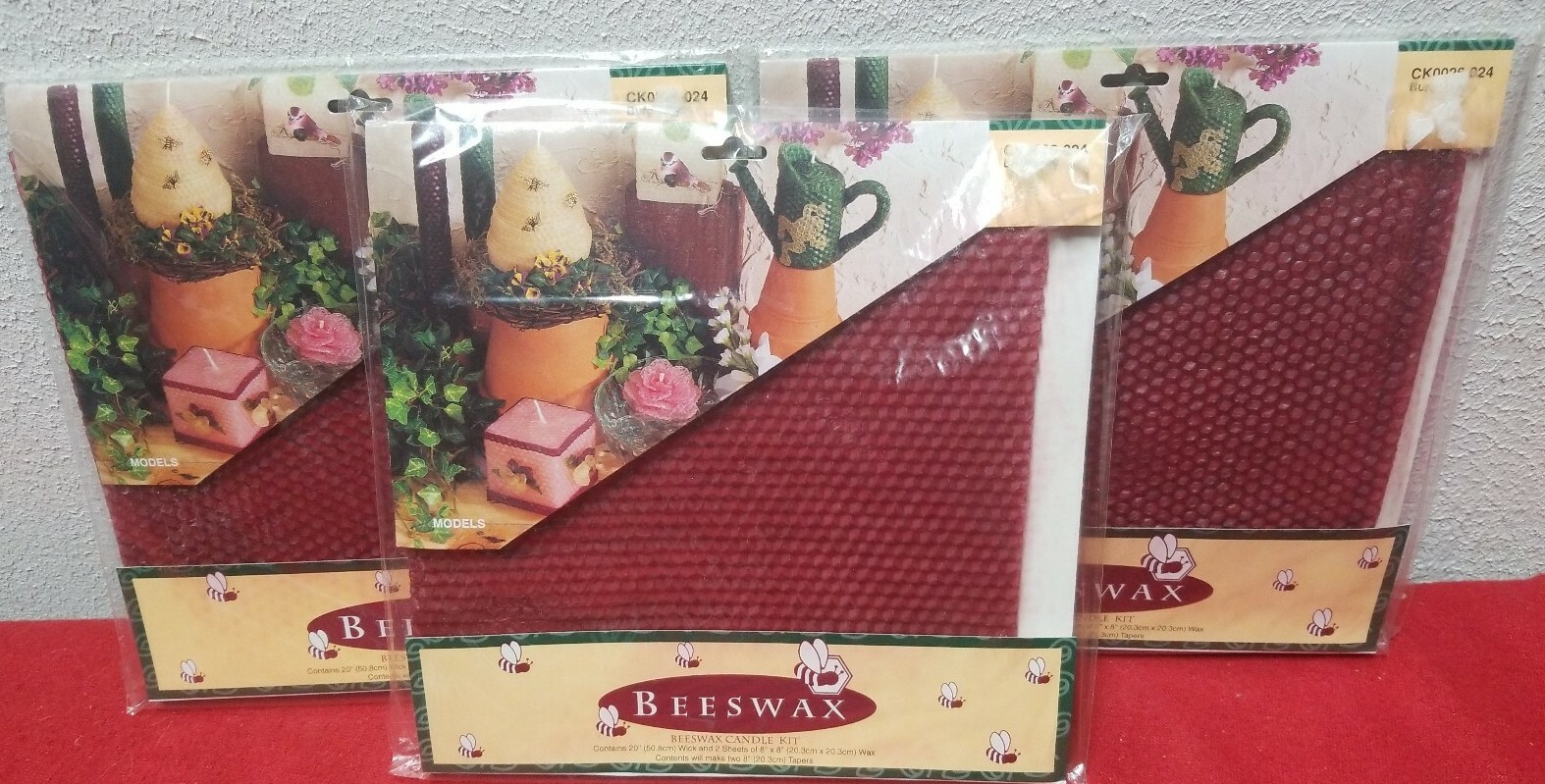 BeeswAx Candle Sheet kit Lot Red Maroon Burgandy Taper Wick 