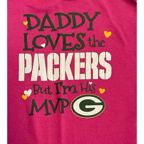 NFL Green Bay Packers Bebé Niña 18 Meses Rosa Body “Como Papá” - Imagen 2 de 4