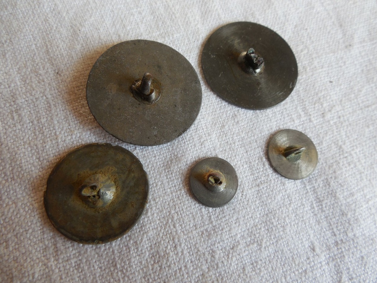Lot De 18 Boutons Vintage Bleu/gris à Trous - 1,9 Cm - Réf. 2207 - Occasion - France