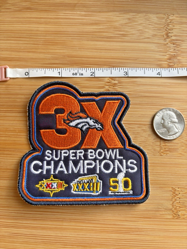 Denver Broncos 3x Super Bowl Champion Embroidered Patch New Free Shipping - Picture 3 of 4