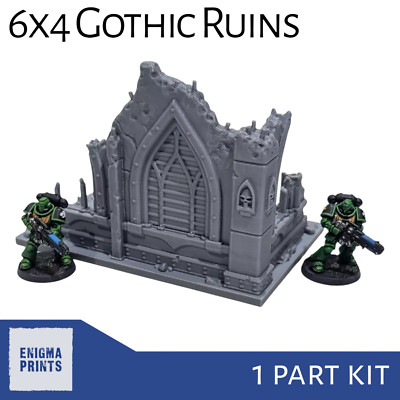 6x4 Gothic Ruins (geschlossene Fenster) - 28mm 3D gedruckt Gelände Tabletop Wargaming