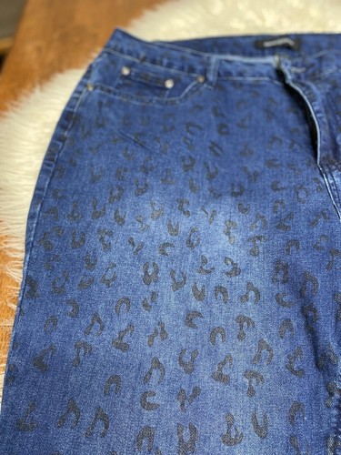 Ashley Stewart Navy with Black Leopard Print Skinny Ankle Women’s Jeans SIZE 18 - 第 4/16 張圖片