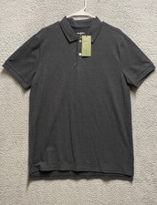 Goodfellow Polo Shirt Mens L Gray Collared Short Sleeve Button Up Stretch Golf