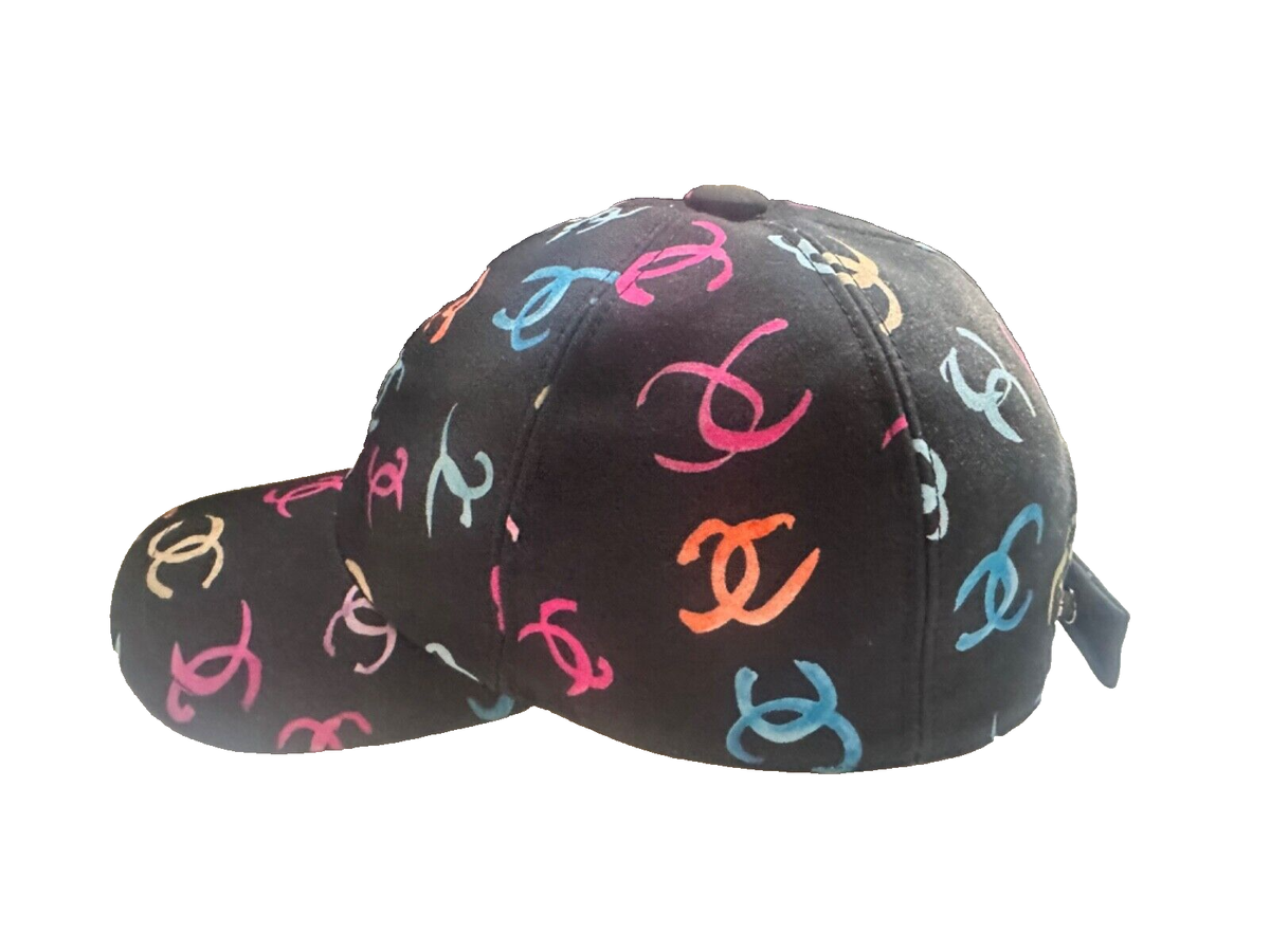 NEW w TAGS CHANEL 24S CC Logo Black Pink Yellow Blue Green HAT for