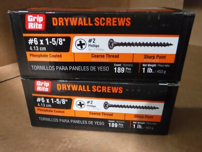 (2 PK) #6 x 1-5/8 in.Philips Drive- Thread Sharp Point Drywall Screw (1 lb.Each)