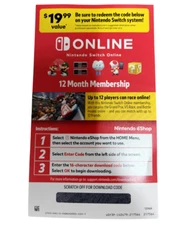 Nintendo Switch Online 12 Month Membership Subscription Pre-Paid Card