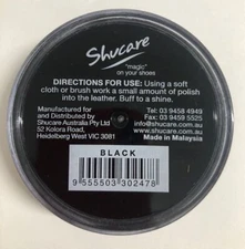 BLACK SHOE POLISH CREAM RESTORE COLOUR TO LEATHER SHOES / BOOTS / BAGS SHUCARE