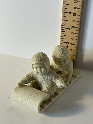 Snow Babies Down The Hill We Go Dept. 56 Figurine Two babies on sled