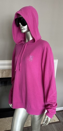 RLX Ralph Lauren Washable 100% Cashmere Knit Hooded Golf Sweater Mens L Hot PINK