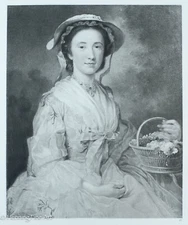 Antique George Knapton Photogravure Engraving Portrait of  Lucy Ebberton Greeg