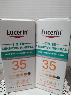 NEW Eucerin Sensitive Mineral Face, Tinted Sunscreen SPF 35 1.7 oz EACH (2PK)