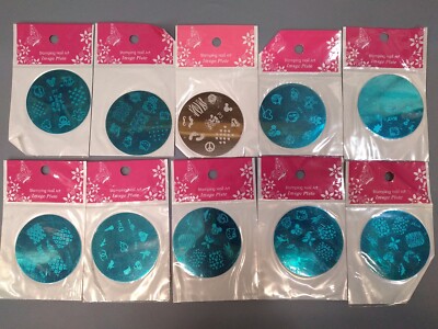 Lot of 10 Stamping Nail Art Image Plates Hello Kitty Mickey Mouse Etc Designs