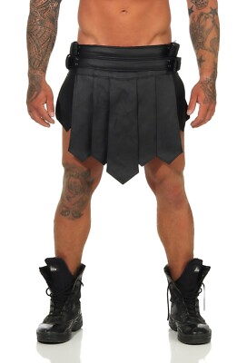 Mittelalter Rock Kilt Echt Leder 2 Gürtel Schnallen B Legionär Clubwear  XS-3XL