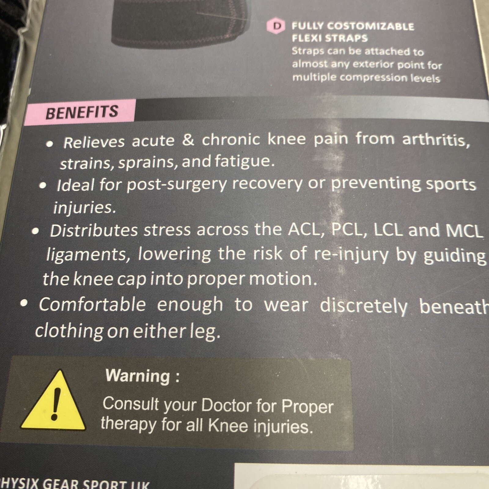 Physix Gear Sport Knee Brace Compression Sleeve Unisex Pink Medium New