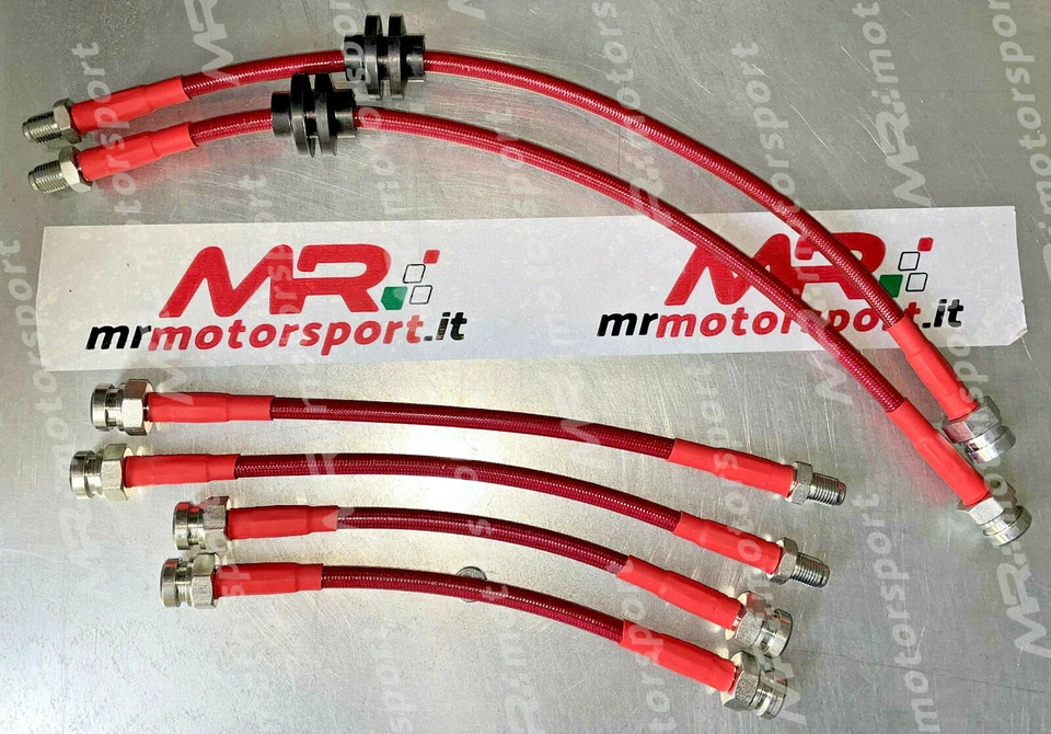 MRMOTORSPORT Kit 6 tubi freno aeronautici Fiat 500 Abarth 1.4 595 T-Jet treccia ROSSO STD
