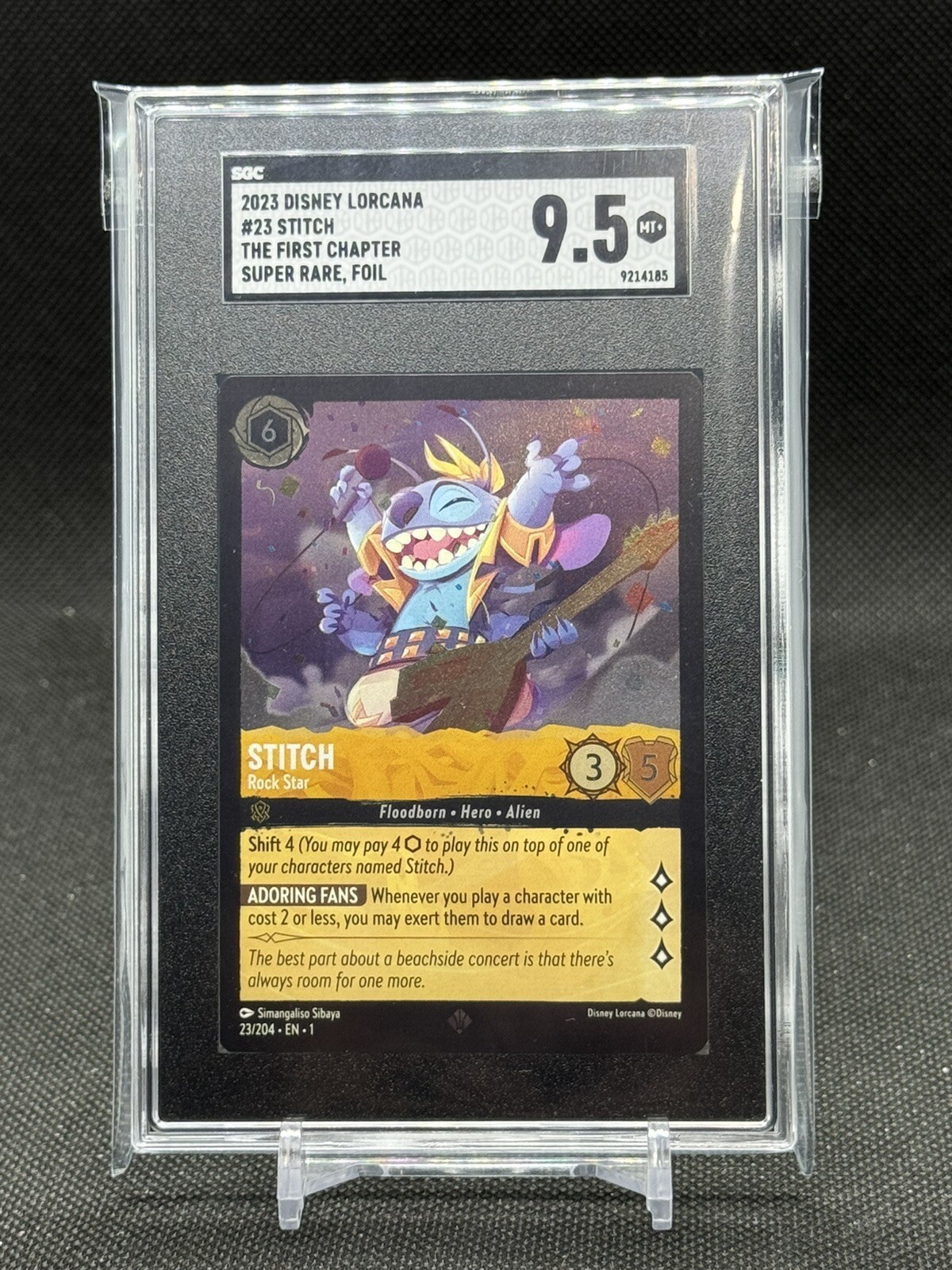 Disney Lorcana- Stitch: Rock Star- 23/204- Foil- SGC 9.5 2023.