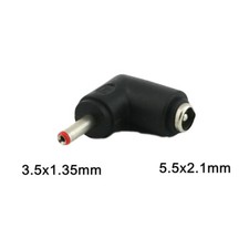 1x DC 5.5x2.1mm Female To 3.5mm x1.35mm Male Right Angle Power Adapter Connector