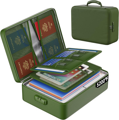 5200°F Fireproof Document Bag with Lock, Upgraded Heat Insulated Fireproof＆Water