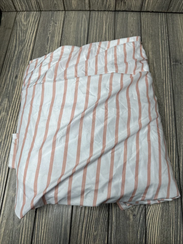 Mainstays King Flat Sheet Coral White Stripes - Image 2 of 3