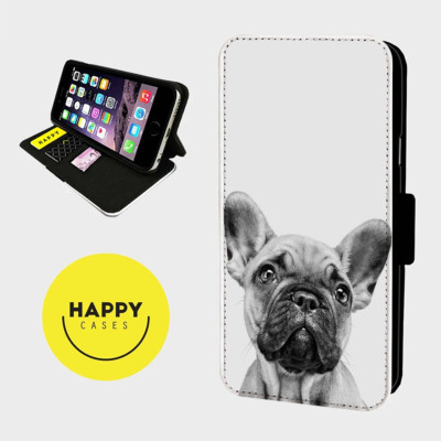 SÜSSE MOPS WELPE AUSSEHEN - Kunstleder Klapp Handy Hülle Cover - iPhone/Samsungs