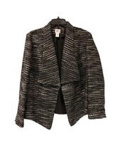 Women's CHICO'S Black And White Dark Open Front Blazer Oversized Size 2