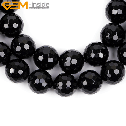 Natural Genuine Black Agate Stone Onyx Gem Beads For Jewelry Making 15" Faceted - Picture 47 of 63