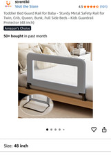 Toddler Bed Guard Rail-Brand New in Box- 48 inch-White-Sturdy