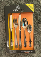 Viners Chelsea 16pc Stainless Steel Silver Cutlery Set with Steak Knives