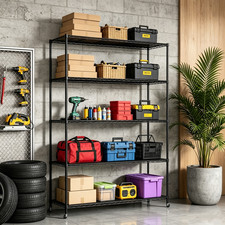 4-5 Tier Metal Storage Shelf Unit Wire Shelving Rack Stand Kitchen Office Garage