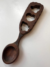 VINTAGE WELSH Love Spoon - Hand carved Small size. Heart and Bells - 6.5"
