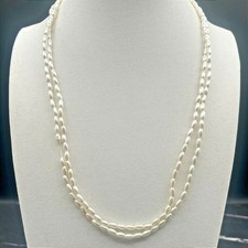 Vintage Y2K Double Strand White Rice Seed Bead Necklace Women's jewellery