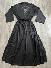M/L NWT VICTORIA SECRET Fashion Show 2024 Black Bling Satin Long Robe NEW