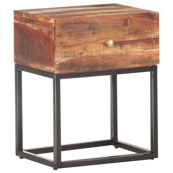 Raues Akazienholz Nachttisch Nachtschrank Nachtkonsole Nachtkommode Vidaxl-image