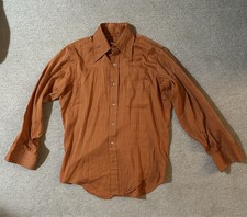 Vintage Dagger Collar 70s Button Up Shirt Orange Men's Medium