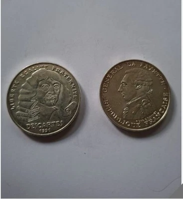 LOT 2 PIECES DE 100 FRANCS EN ARGENT - 1987 LAFAYETTE + 1991 DESCARTES - Photo 1/2