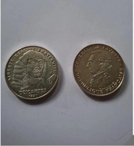 LOT 2 PIECES DE 100 FRANCS EN ARGENT - 1987 LAFAYETTE + 1991 DESCARTES - Photo 1/2