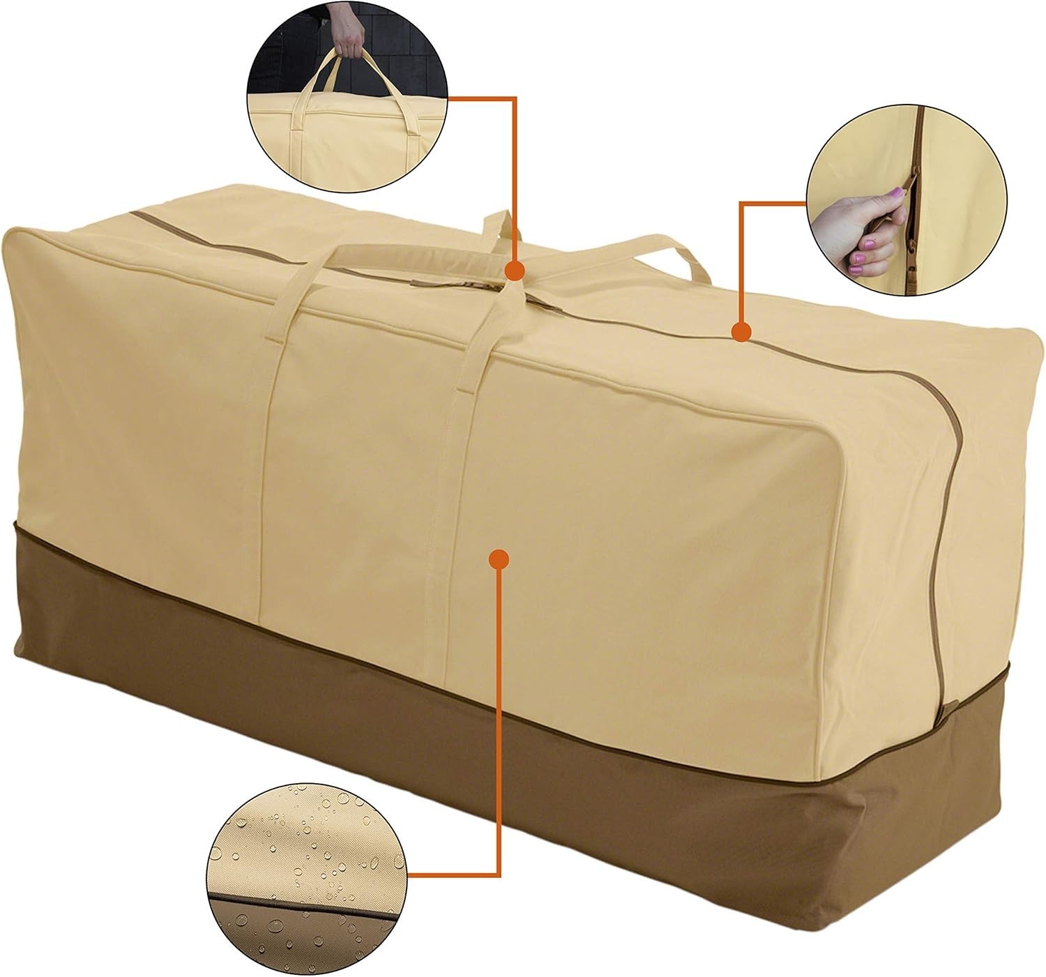 Elegant Water-Resistant 45.5" Patio Cushion Storage Bag - Ultimate Protection