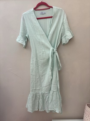 Wunderschönes Damen APOELLA Strand Mintgrün Baumwolle Wickelkleid Gr. S/M UVP 220£